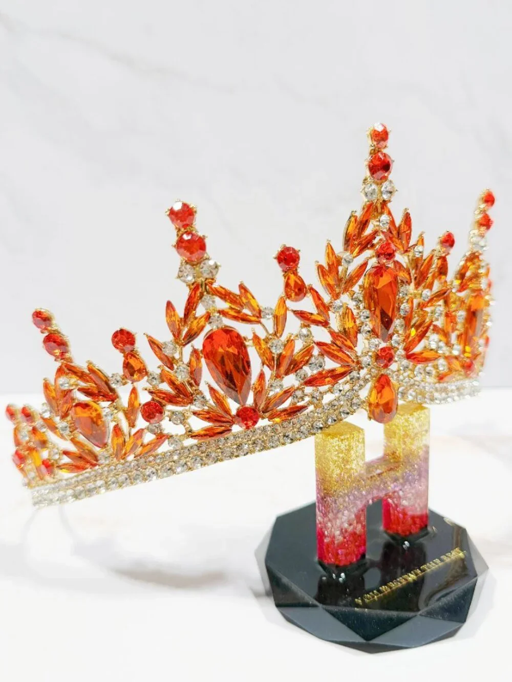 Amber crystal tiara, birthday princess tiara, Prom headband, Anniversary gift